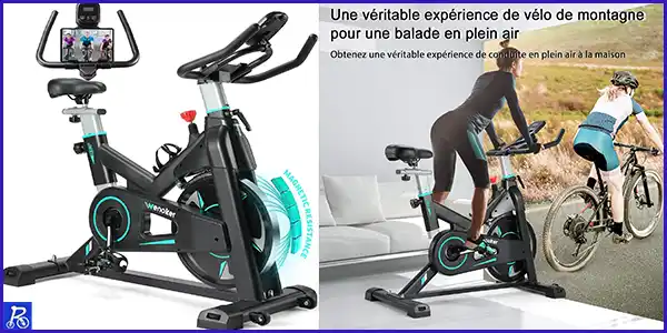 Bicicleta estática Wenoker para el hogar, resistencia magnética ajustable, asiento cómodo y pantalla, cardio, capacidad de peso 160 kg