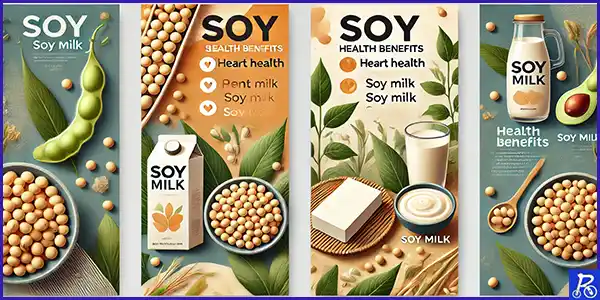 Esquema con los distintos beneficios de la soja en la alimentación dietética