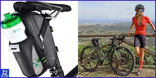 ROCKBROS Bolsa Sillín de Bicicleta, Alforja Asiento Impermeable Grande Multifunción para Bidón, para MTB Bicicleta Carretera