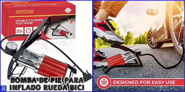 Bomba de pie para inflado neumático bicicleta