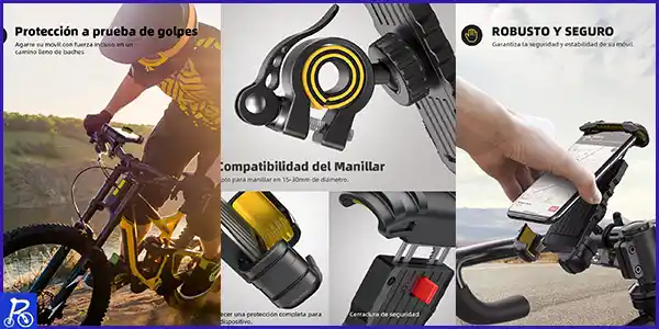 Lamicall Soporte Movil Bicicleta - Rotación 360° Soporte Manillar para SmartPhone