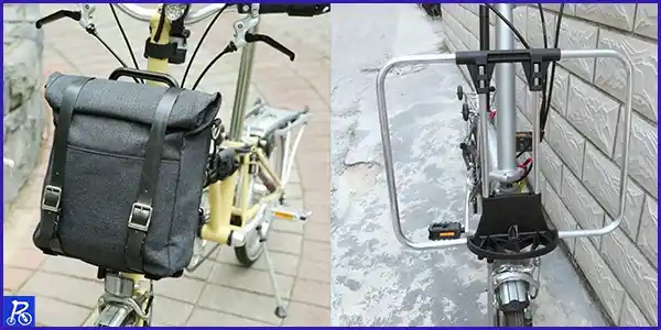 Bicicleta plegable Brompton freneci Soporte Delantero Plegable para Bolsa Soporte de Cesta de Plata