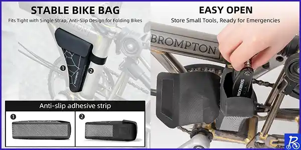 ROCKBROS Bolsa de Cuadro para Tubo Superior de Brompton, Bolsa Triangular Impermeable para Herramientas de Bicicleta