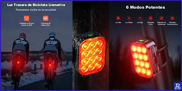 ISEYOU Luz Trasera Bicicleta Lámpara LED, Luz Trasera Bici Potente LED con 4 Modos, IP65 Impermeable, Recargable USB-C, Fácil de Instalar