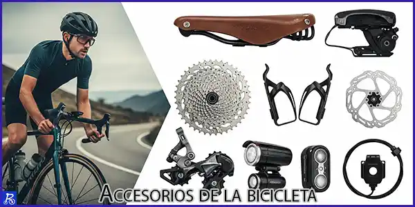 Ciclista sobre y componentes bicicleta