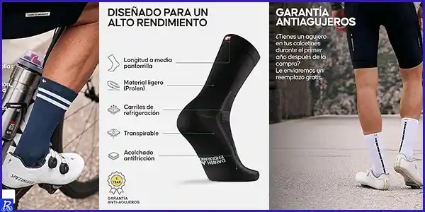 Ciclista portando calcetines hombre mujer