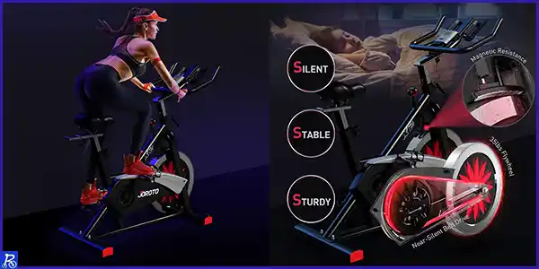 Ciclista con bici spinnning smart bike y monitor