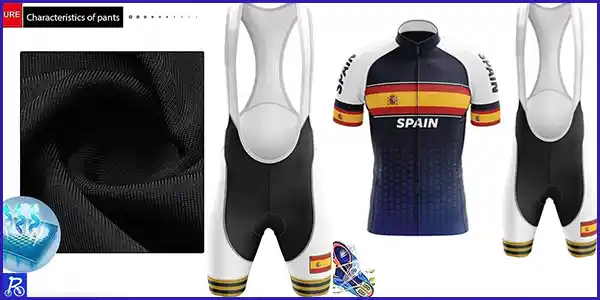 LIFE ESSENTIALS Hombres Jersey Bandera España + Pantalones Cortos Mangas Cortas de Ciclismo Ropa Maillot Transpirable para Deportes al Aire Libre Bicicleta